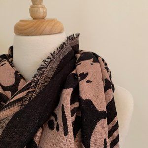 pink and black floral scarf